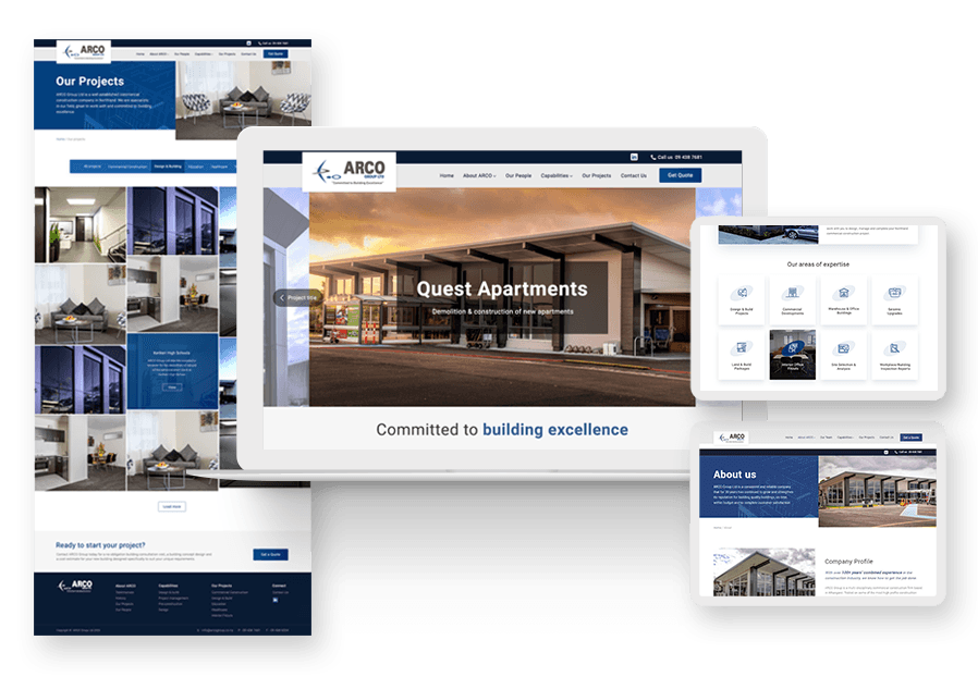 Valticulimott created the website for construction company ARCO to present their services